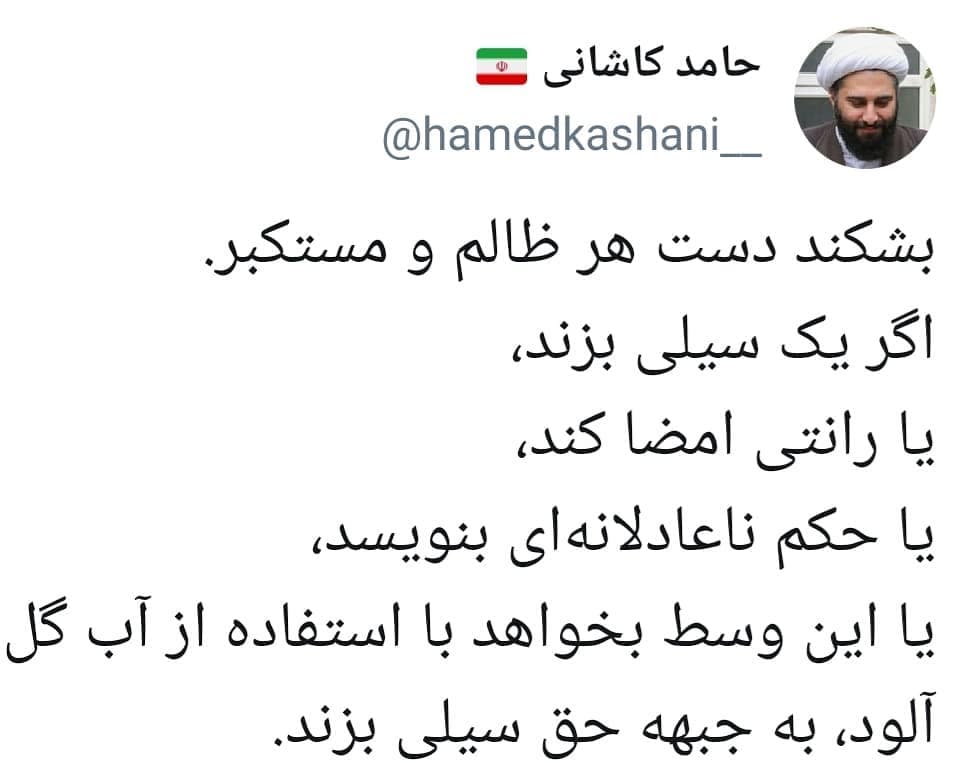 توئیت حامد کاشانی درباره سیلی نماینده مجلس به سرباز راهور