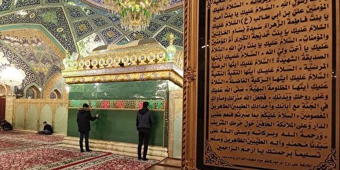 ضریح حرم حضرت رقیه غبارروبی شد+فیلم