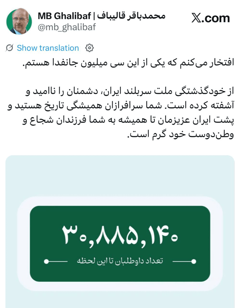 افتخار می‌کنم یکی از این ٣٠ میلیون جان‌فدا هستم