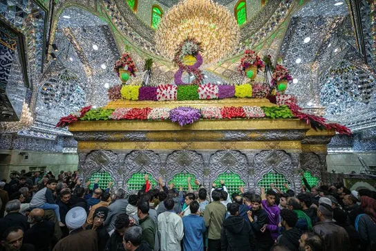 ضریح حرم امام حسین (ع) گلباران شد