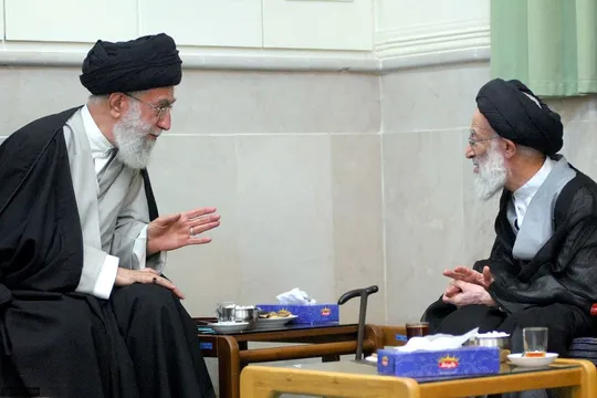 لحظاتی منتشرنشده از دیدار آیت‌الله شبیری زنجانی با رهبر شهید